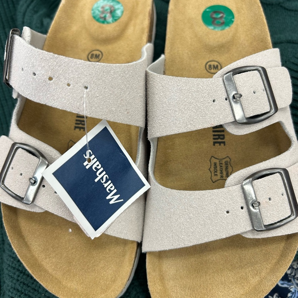 Elegant Light Pink Double Strap Sandals - Picture 2 of 6